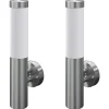 vidaXL 2 appliques murales cylindriques en acier inoxydable