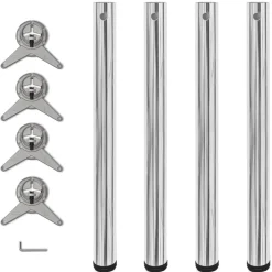 vidaXL 4 pieds de table réglables en hauteur 710 mm Chromé