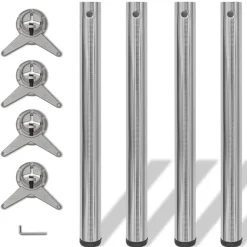 Accessoires Pour Tables-vidaXL 4 pieds de table réglables en hauteur 710 mm Nickel brossé