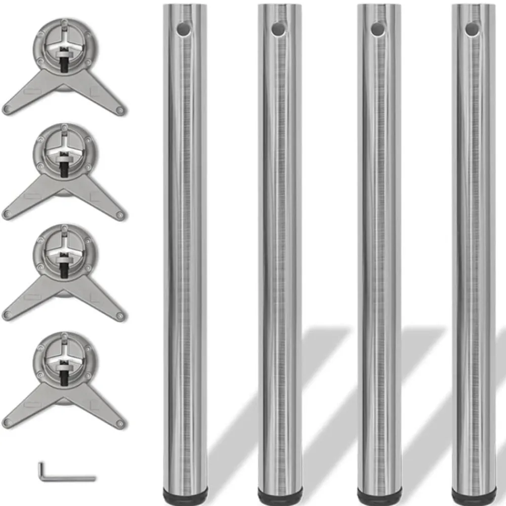 Accessoires Pour Tables-vidaXL 4 pieds de table réglables en hauteur 710 mm Nickel brossé