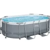 Piscine & Spa-vidaXL Best Way Ensemble de Piscine Gris 305 x 200 x 84 cm Acier
