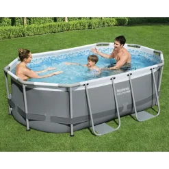Piscine & Spa-vidaXL Best Way Ensemble de Piscine Gris 305 x 200 x 84 cm Acier