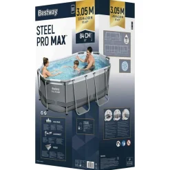 Piscine & Spa-vidaXL Best Way Ensemble de Piscine Gris 305 x 200 x 84 cm Acier