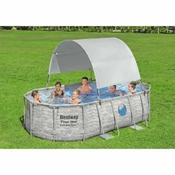 Piscine & Spa-vidaXL Bestway Auvent de piscine hors sol Blanc