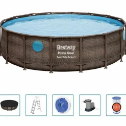 vidaXL Bestway Ensemble de piscine Power Steel 488x122 cm