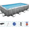 Piscine & Spa-vidaXL Bestway Ensemble de piscine Power Steel Rectangulaire 488x244x122 cm
