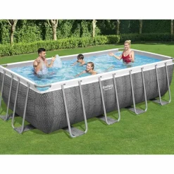 Piscine & Spa-vidaXL Bestway Ensemble de piscine Power Steel Rectangulaire 488x244x122 cm