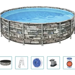 Piscine & Spa-vidaXL Bestway Ensemble de piscine Power Steel 488x122 cm
