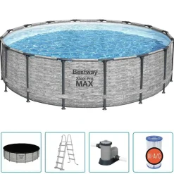 Piscine & Spa-vidaXL Bestway Piscine ronde Power Steel 488x122 cm