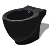 Plomberie-vidaXL Bidet rond à poser en céramique sanitaire noir
