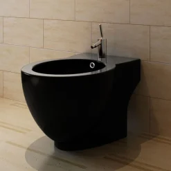 Plomberie-vidaXL Bidet rond à poser en céramique sanitaire noir