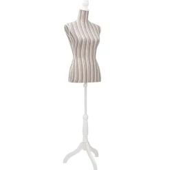 vidaXL Buste de couture de femme en lin à rayures