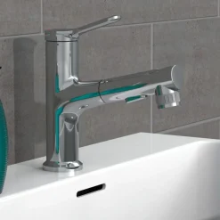 Plomberie-vidaXL EISL Mitigeur de lavabo VARIABILE avec douchette extractible chrome