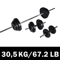 Entraînement & Fitness-vidaXL Kit de barre d'haltère et 2 haltères 30,5 kg