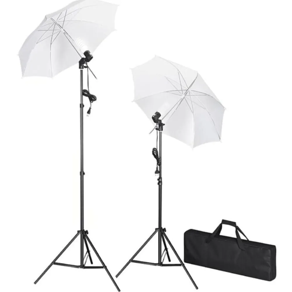 vidaXL Kit de studio photo avec lampes pieds et parapluies