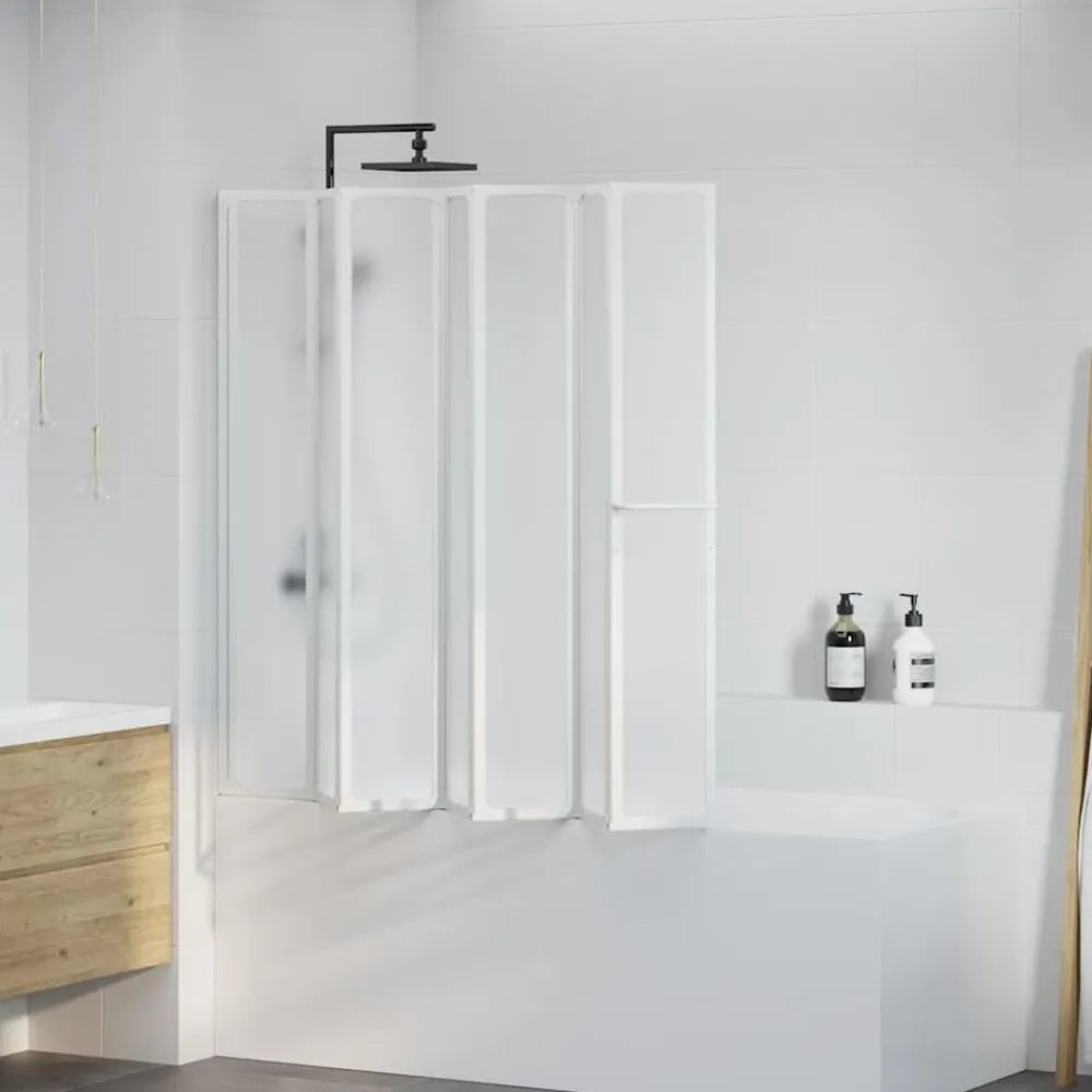 vidaXL Pare baignoire à 7 volets avec porte-serviettes 140 x 168 cm