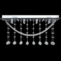 Luminaires-vidaXL Plafonnier avec perles en verre cristal Étincelant Blanc 8 x G9 29 cm