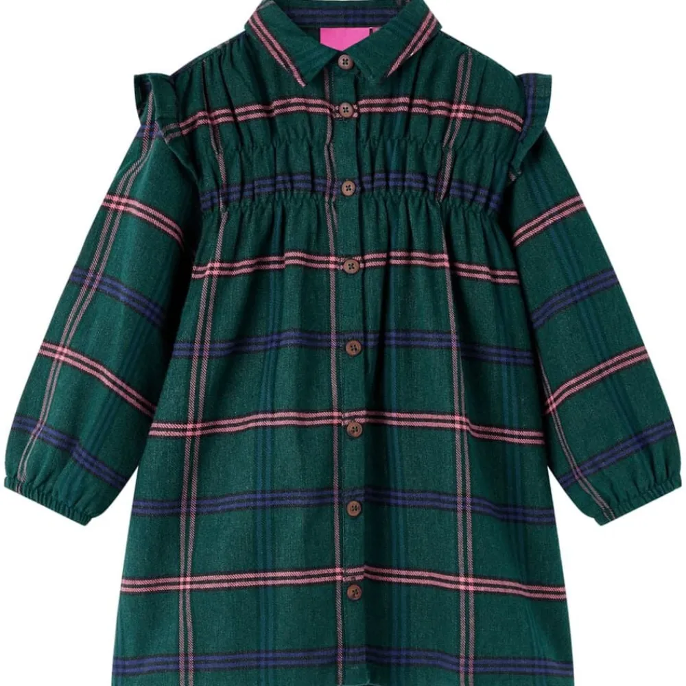 Vêtements & Accessoires-vidaXL Robe pour enfants à manches longues et volants vert foncé 92