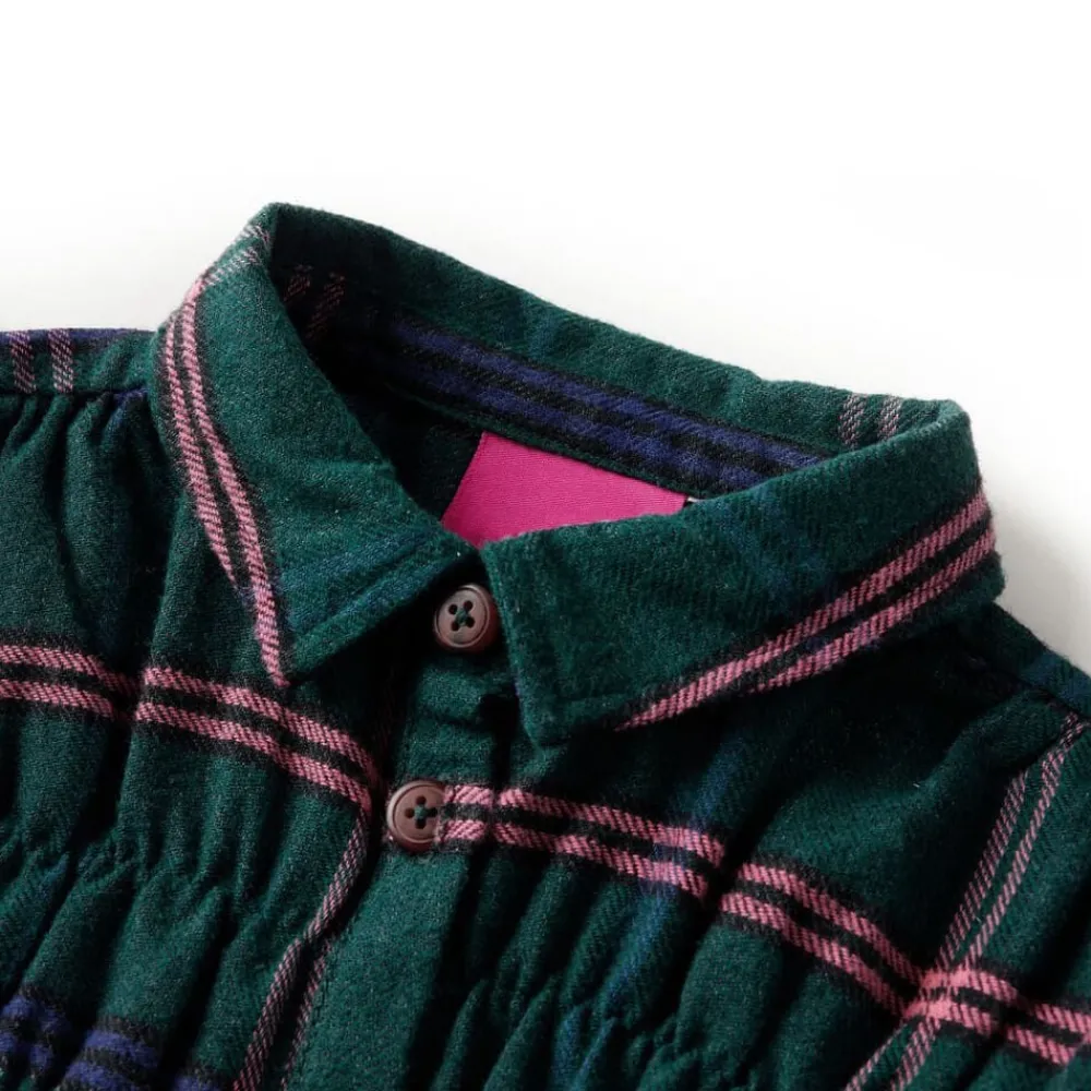 Vêtements & Accessoires-vidaXL Robe pour enfants à manches longues et volants vert foncé 92
