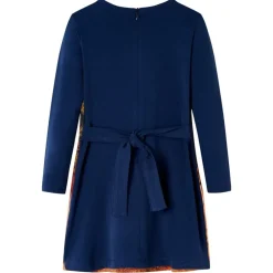 Vêtements & Accessoires-vidaXL Robe pour enfants à manches longues 104 Bleu marine