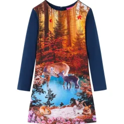 Vêtements & Accessoires-vidaXL Robe pour enfants à manches longues 116 Bleu marine
