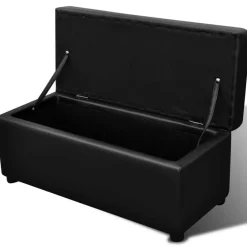Bancs-vidaXL Set de banc de rangement en simili cuir Noir