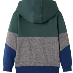 Vêtements & Accessoires-vidaXL Sweatshirt à capuche avec fermeture éclair pour enfants vert foncé 92