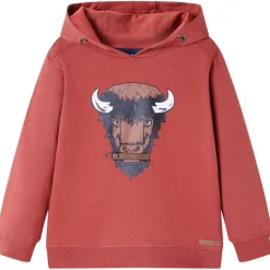 Vêtements & Accessoires-vidaXL Sweatshirt à capuche pour enfants rouge brûlé 104