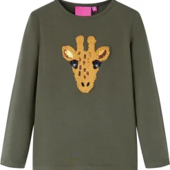 Vêtements & Accessoires-vidaXL T-shirt enfants à manches longues 104 Kaki