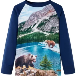 Vêtements & Accessoires-vidaXL T-shirt enfants à manches longues bleu marine 104