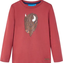 Vêtements & Accessoires-vidaXL T-shirt enfants à manches longues brûlé 116 Rouge
