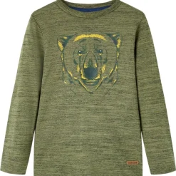 Vêtements & Accessoires-vidaXL T-shirt enfants à manches longues mélangé 104 Kaki