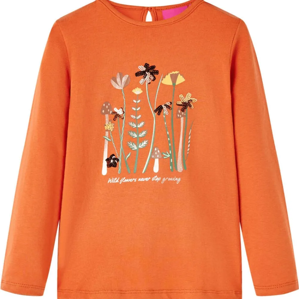 Vêtements & Accessoires-vidaXL T-shirt enfants à manches longues brûlé 92 Orange
