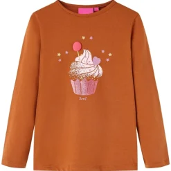 Vêtements & Accessoires-vidaXL T-shirt enfants à manches longues 92 Cognac