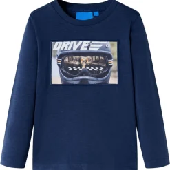 Vêtements & Accessoires-vidaXL T-shirt enfants manches longues mélange 104 Bleu marine