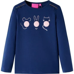 Vêtements & Accessoires-vidaXL T-shirt enfants manches longues 116 Bleu marine