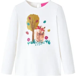 Vêtements & Accessoires-vidaXL T-shirt pour enfants à manches longues écru 116 &Eacute;cru