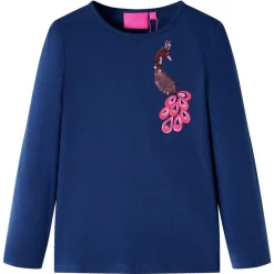 Vêtements & Accessoires-vidaXL T-shirt pour enfants à manches longues marine 104 Bleu