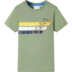 Vêtements & Accessoires-vidaXL T-shirt pour enfants avec manches courtes clair 116 Kaki