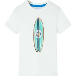 Vêtements & Accessoires-vidaXL T-shirt pour enfants avec manches courtes écru 116 &Eacute;cru