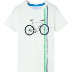 Vêtements & Accessoires-vidaXL T-shirt pour enfants avec manches courtes écru 140 &Eacute;cru