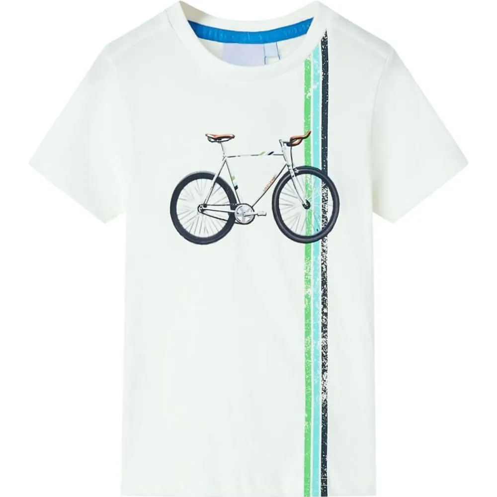 Vêtements & Accessoires-vidaXL T-shirt pour enfants avec manches courtes écru 140 Écru