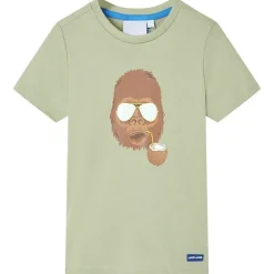 Vêtements & Accessoires-vidaXL T-shirt pour enfants avec manches courtes clair 116 Kaki