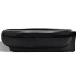 Plomberie-vidaXL Vasque à trou de trop-plein/robinet céramique pour salle de bain Noir