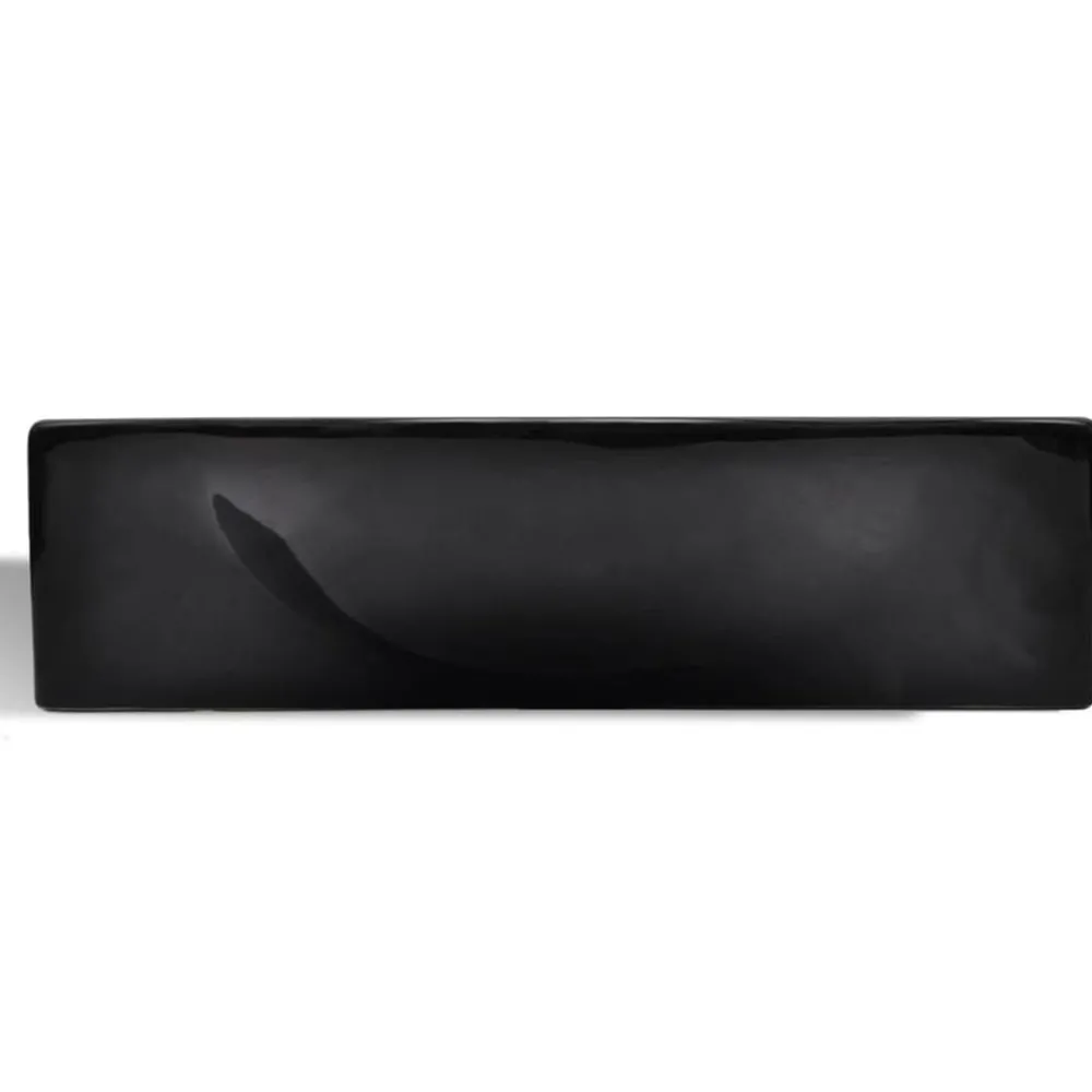 Plomberie-vidaXL Vasque à trou pour robinet céramique pour salle de bain Noir