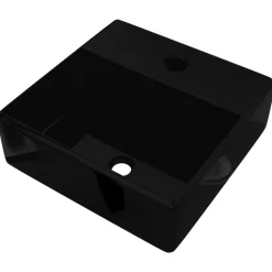 vidaXL Vasque rectangulaire à trou en céramique pour salle de bain