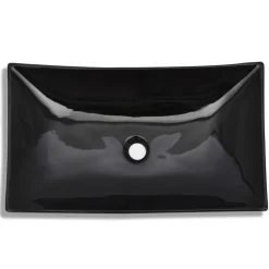 Plomberie-vidaXL Vasque rectangulaire céramique pour salle de bain Noir