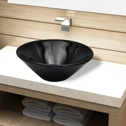 vidaXL Vasque rond céramique pour salle de bain