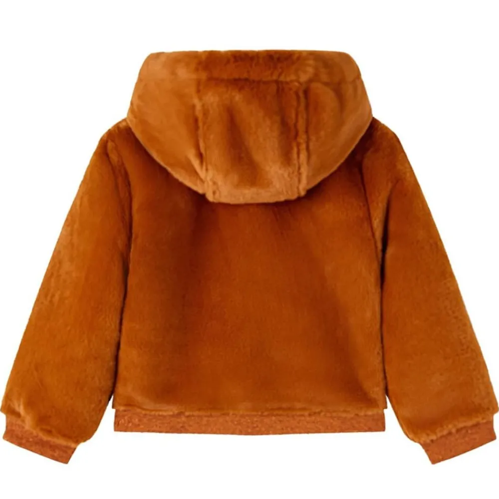 Vêtements & Accessoires-vidaXL Veste à capuche pour enfants fausse fourrure cognac 92