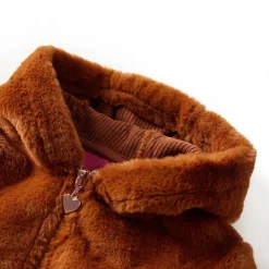 Vêtements & Accessoires-vidaXL Veste à capuche pour enfants fausse fourrure cognac 92